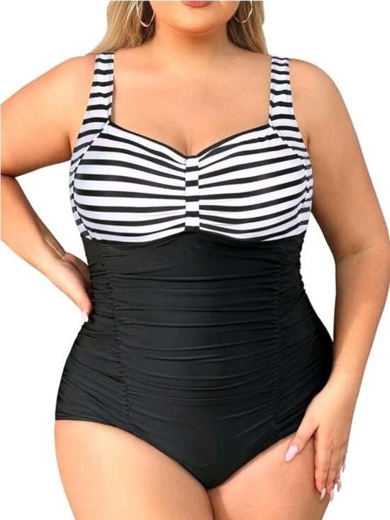 Daci Other - Daci Womens Plus 22W Striped One Piece Swimsuit Tummy Control Retro Ruched NWT